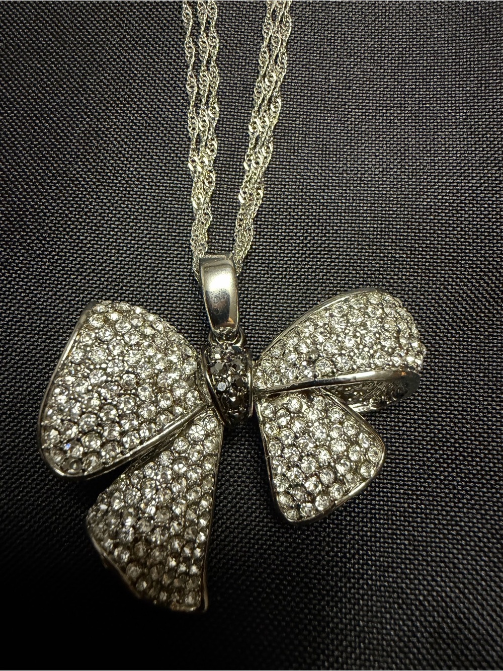 Park Lane Diamond Ribbons Crystal Bow Necklace $175 Retail Retired